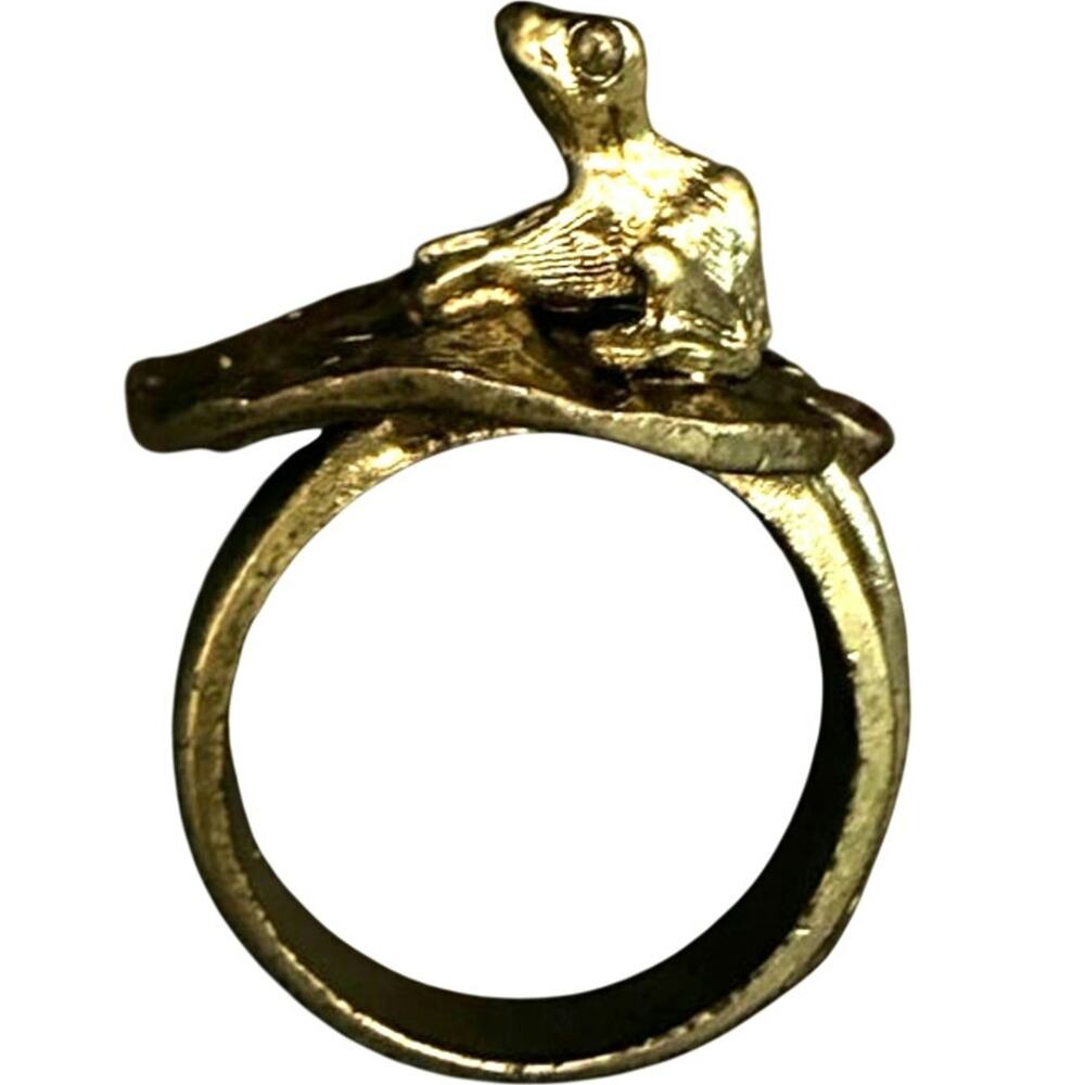 Vintage Banana Republic Brass Frog and Lilly Pad Ring
